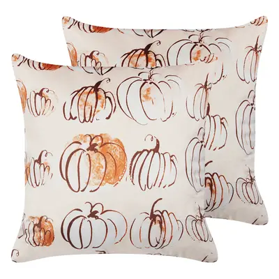 Set of Cushions CUCURBITA Velvet x cm Plant Beige