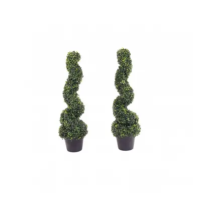 Oypla Set of Artificial Topiary Boxwood Spiral Trees 80cm Indoor Outdoor Decoration