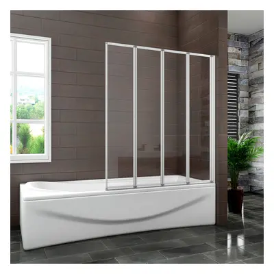 (4 Fold Screen - 1000x1400mm) 1400mm Glass Over Bath Hinge Pivot Folding Shower Screen Door Pane