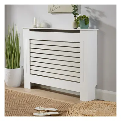 Medium White Radiator Cover Wooden Wall Cabinet Shelf Slatted Grill