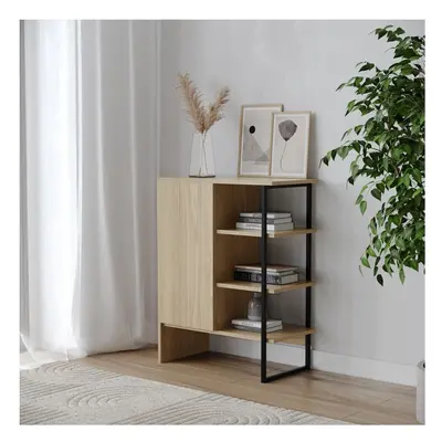 (Oak) 60cm Wood Steel Living Room Door Bedside Cabinet Shelf Shelving Bookcase