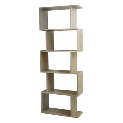 (Oak, Tier) Wooden S-Shaped Display Bookcase Storage Divider