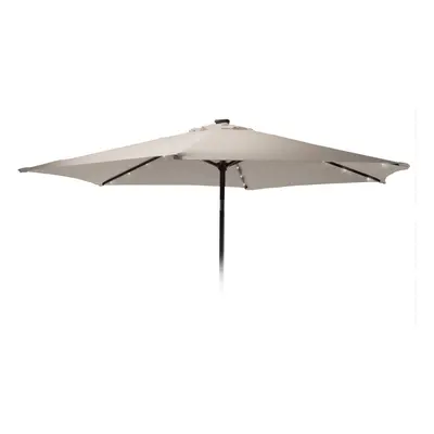 (Taupe) Metal Sun Shade Parasol Umbrella With Solar Lights