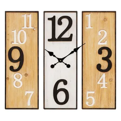 3 Panel Wood & Metal Wall Clock 60CM