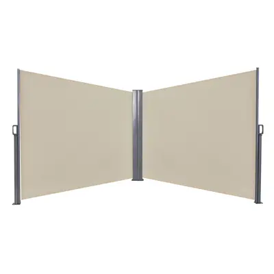 Outsunny Retractable Double Side Awning Screen Fence Privacy Beige, 6x1.6m