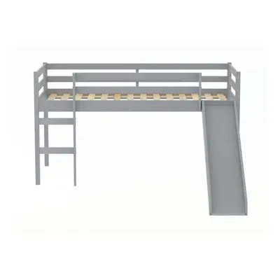 Kids Slide Bed Frame Grey Wood Mid Sleeper 3FT Single 90cm Birlea Frankie Pine