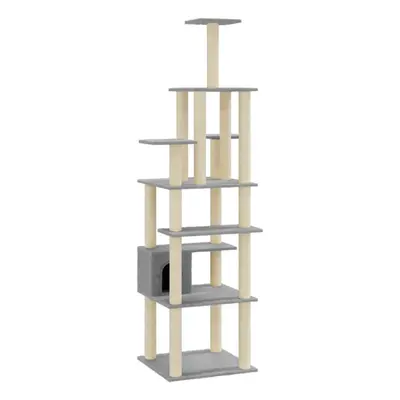 (light grey) vidaXL Cat Tree with Sisal Scratching Posts 183cm Cat Play Tower Multi Colours