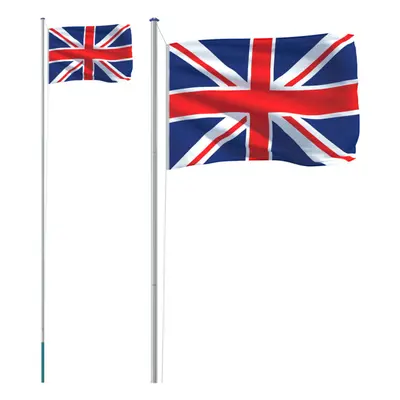 vidaXL UK Flag and Pole 6.23 m Aluminium Outdoor Garden Camping Flag Pole