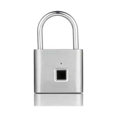 (Silver) Fingerprint Lock Security Keyless Smart Padlock USB Rechargeable Digital Quick Unlock D