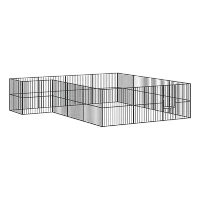 vidaXL Dog Playpen Panels Dog Kennel Pet Dog Crate Black Galvanised Steel