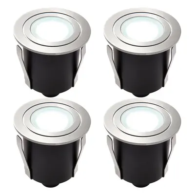 4 PACK Recessed IP67 Guide Light - 1.2W Daylight White LED - Stainless Steel