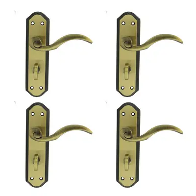 4x PAIR Spiral Sculpted Lever on Bathroom Backplate x 48mm Florentine Bronze