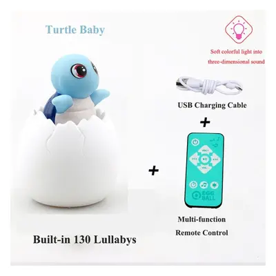 (Turtle) Multi-shape Creative Simulation Dinosaur Egg Night Light Sensor Pats Colorful Music Tab