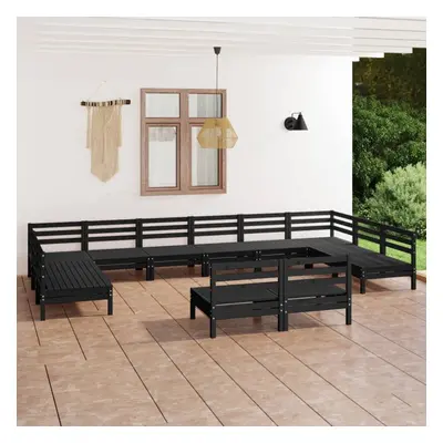 vidaXL Garden Lounge Set Outdoor Lounge Set Piece Black Solid Wood Pine