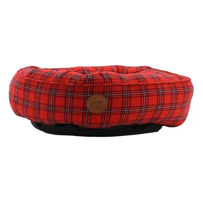 Ancol Red Tartan Donut Dog Bed Soft Machine Washable Non Slip Base Pet Puppy Cushion 70cm