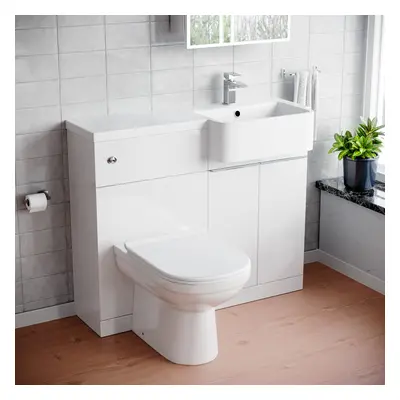 1000mm White RH Freestanding Cabinet with Basin, WC Unit & Toilet