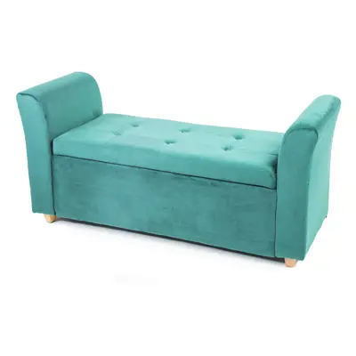 (Emerald) Emma Velvet Ottoman Padded Storage Bench