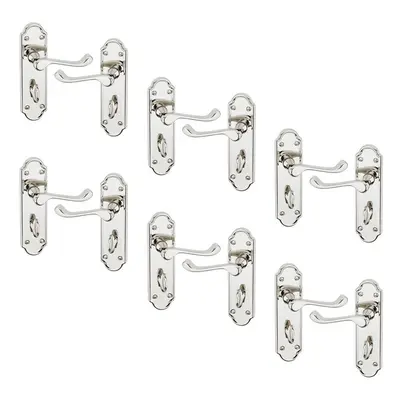 (6x Polished Nickel Bathroom) Ashworth Metal Lever Latch Door Handles Set