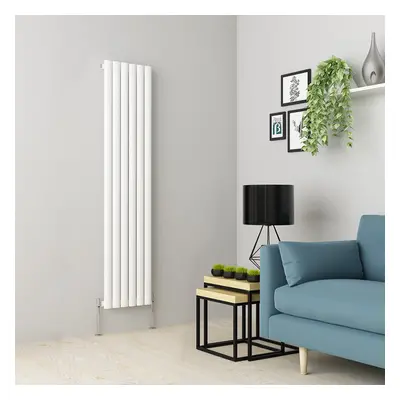 (1600 x 355mm Single, White) Oval Tube Designer Radiator