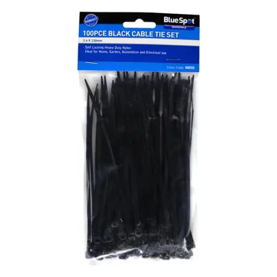 Bluespot Pce 3.6mm X 150mm Black Cable Ties - blue spot cable ties pack x 150mm black white elec