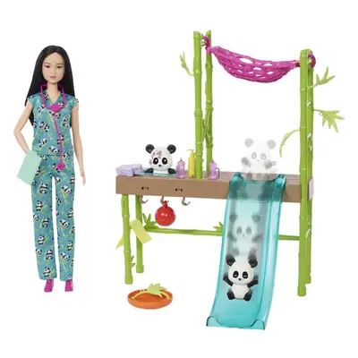 Barbie Doll And Accessories, Panda Care And Rescue Playset Vet Doll, Pandas With Color-Change Tr