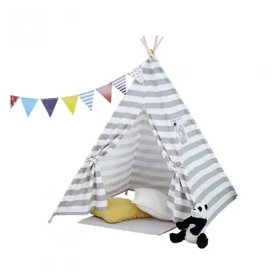 Neo Grey Striped Canvas Kids Indian Tent TeePee