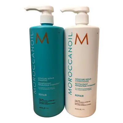 Moroccanoil Moisture Repair Shampoo & Conditioner Set Damaged Hair 33.8 OZ