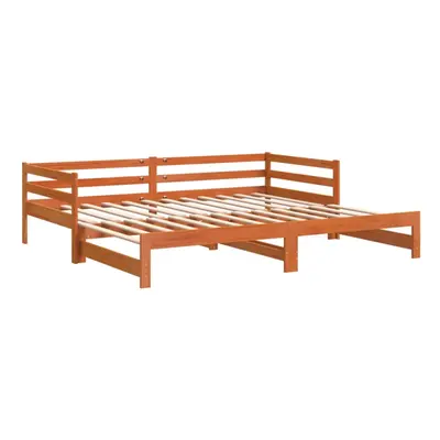 vidaXL Daybed with Trundle Sofa Bed Couch Wax Brown 90x200 cm Solid Wood Pine