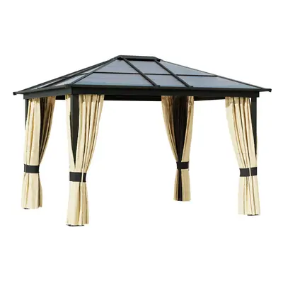 Outsunny 3x3.6m Garden Gazebo Tent w/ Magnet LED Solar Light Outdoor Sunshade