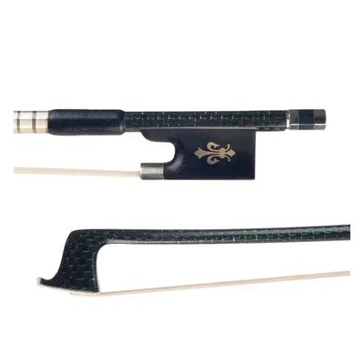 Master 4/4 Carbon Fiber Violin Bow Green Silk Braided Carbon Fiber Stick Cupronickel Mounted Ebo