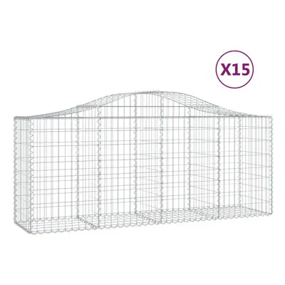 (200 x x 80/100 cm/15 pcs) vidaXL Arched Gabion Basket Stone Basket Gabion Retaining Wall Galvan