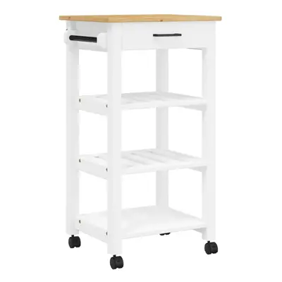 (white, x x cm) vidaXL Kitchen Trolley Rolling Cart Storage Cart Trolley MONZA Solid Wood Pine