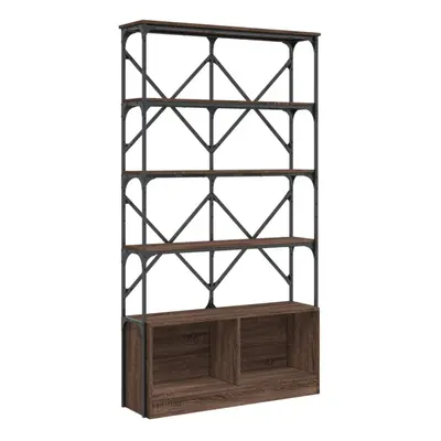 vidaXL Bookcase Bookshelf Side Cabinet Brown Oak Engineered Wood and Metal