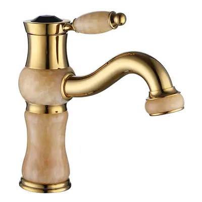 (Titanium Gold, Short Type) Antique Copper Bathroom Basin Faucet Tap Hot and Cold Water Single H