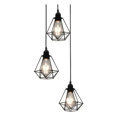 Ceiling Lamp with Diamond Design Black x E27 Bulbs