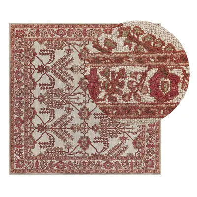 Wool Area Rug x cm Orange and Beige ADILCEVAZ