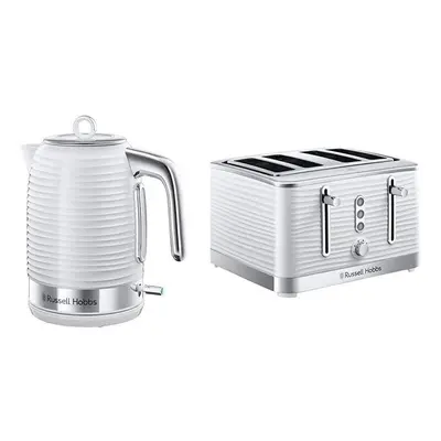 (White, Kettle and Slice Toaster) Russell Hobbs Inspire High Gloss Plastic Four Slice Toaster