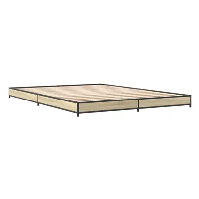 (sonoma oak, x cm) vidaXL Bed Frame Bed Base Sonoma Oak 160x200 cm Engineered Wood and Metal