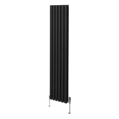 (1800mm x 360mm, Black) Oval Column Designer Radiator & TRV Valves