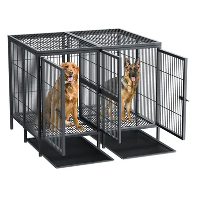 Heavy Duty Dog Cage with Removable Divider Double Crate for Dogs