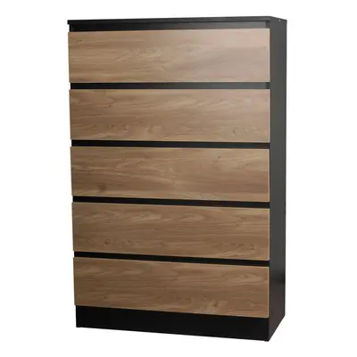 (Black/Oak) Drawer Wooden Bedroom Chest Cabinet No Handles