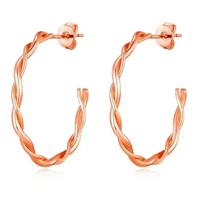 Philip Jones Rose Gold Plated 30mm Twisted Hoop Earrings