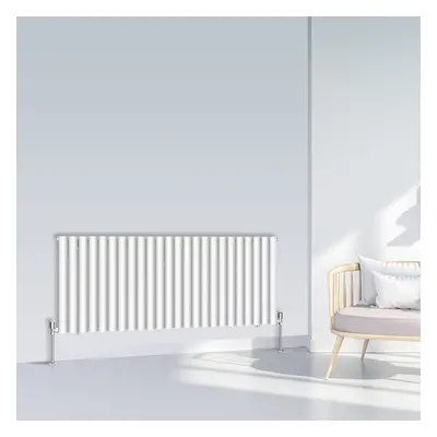 (600x1416mm Single, White) NRG Oval Column Designer Radiator Horizontal Vertical Central Heating