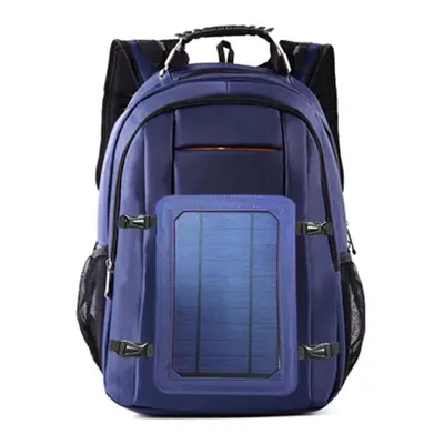 (Blue) Solar Power Outdoor Charging Backpack with USB Port Waterproof Breathable