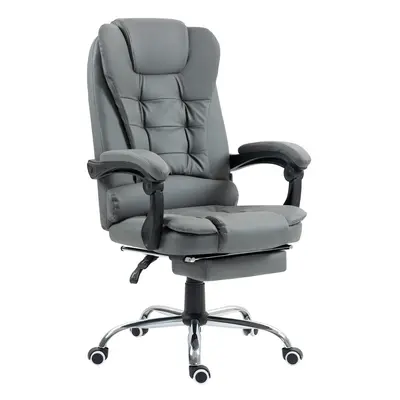 HOMCOM Executive Office Chair PU Leather Swivel Chair with Footrest Grey