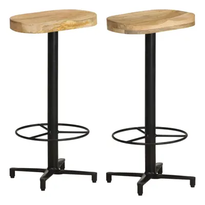 vidaXL 2x Solid Mango Wood Bar Stools cm Wooden Bistro Pub Counter Chair