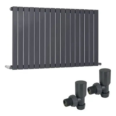 (600 x 1158mm Single) Warmehaus Flat Panel Horizontal Vertical Radiator with Angled Valves