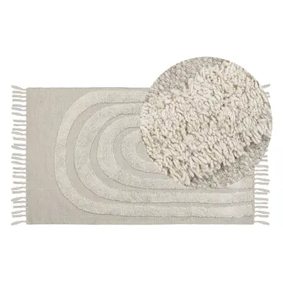 Cotton Area Rug x cm Light Beige HAKKARI