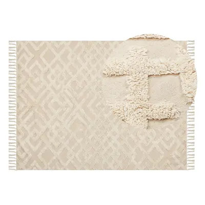 Cotton Area Rug x cm Beige ARDAHAN