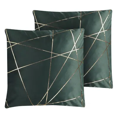 Set of Decorative Cushions PINUS Velvet x cm Dark Green Geometric Pattern